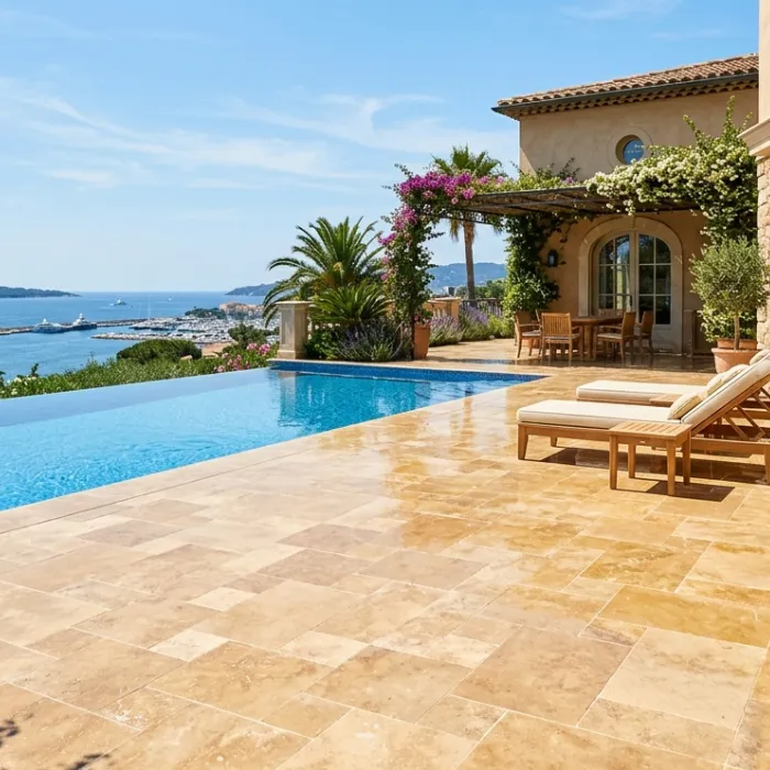 Terrasse en travertin